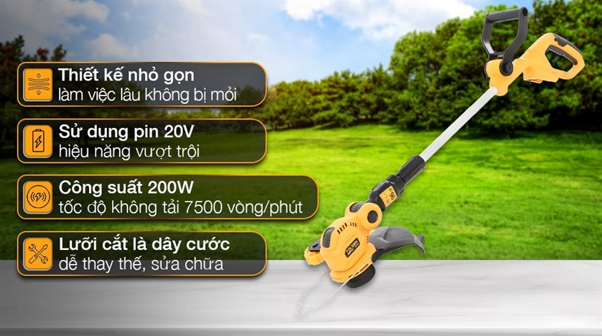 Máy cắt cỏ pin Tolsen 87372 20V có thiết kế nhỏ gọn, dễ sử dụng