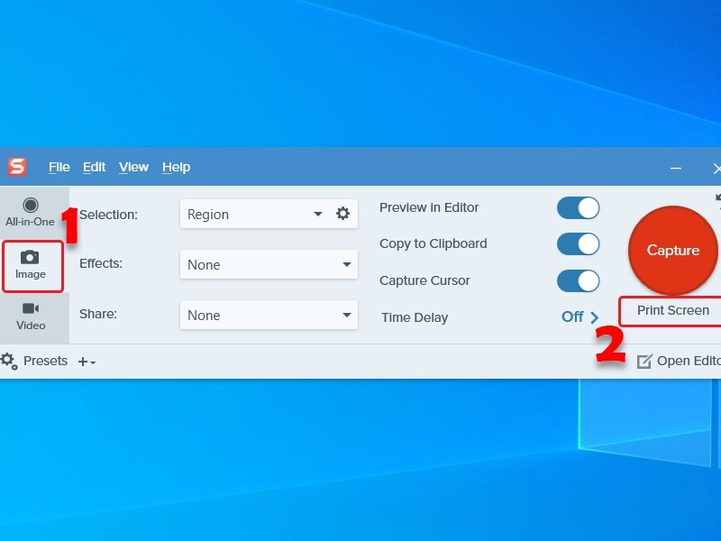Chọn Image > Capture để chụp màn hình Chọn Image > Capture để chụp màn hình