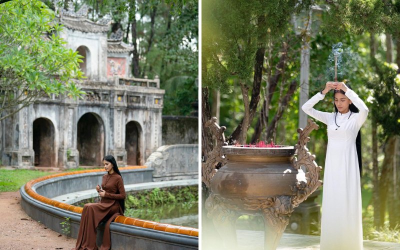 Du khách vãn cảnh, chiêm bái ở chùa Từ Hiếu